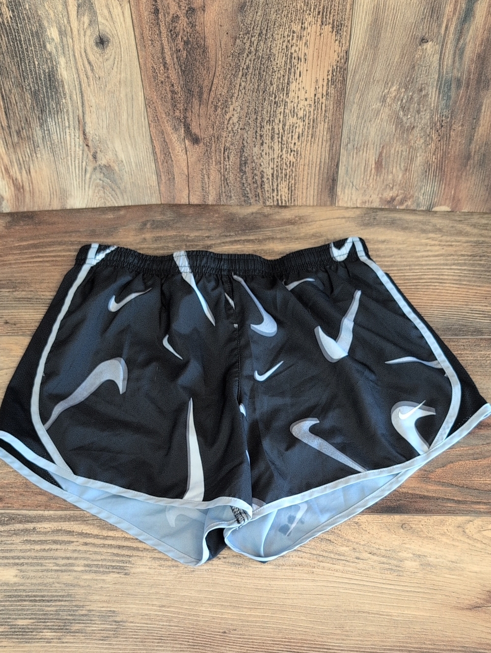 Nike Dri Fit Swoosh Print Lined Athletic Running Shorts Youth L 906A